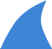 Illustration of a blue shark fin. The fin is curved slightly to the left with a smooth texture and no additional details or background.
